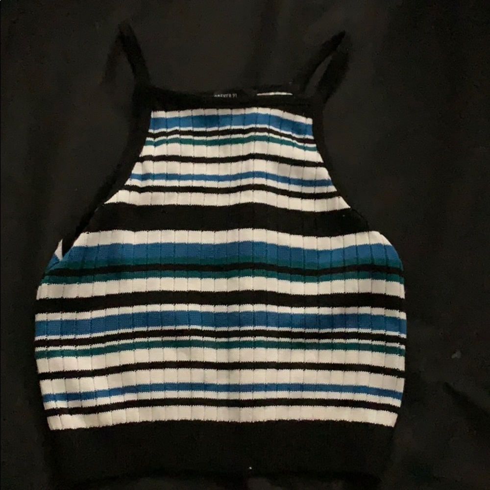 Blue striped crop top
